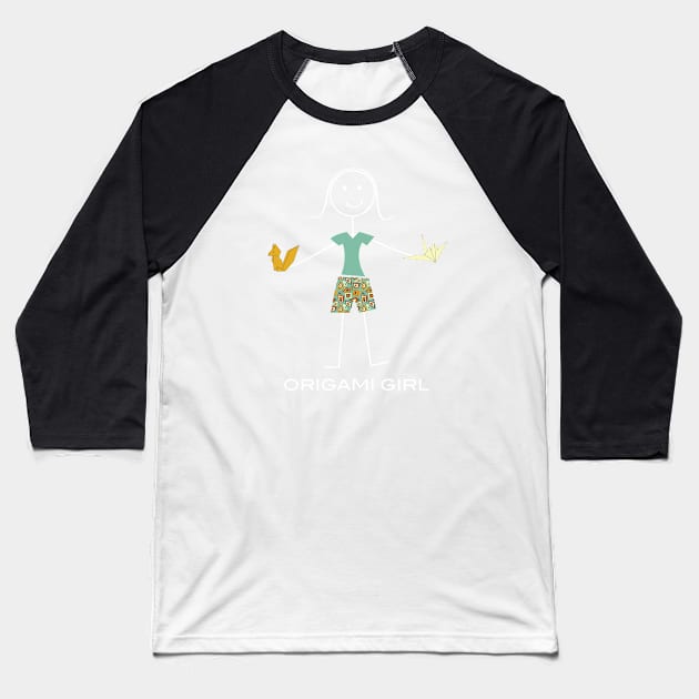 Funny Womens Origami Design Baseball T-Shirt by whyitsme